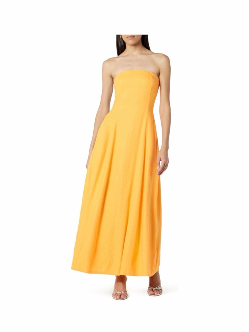 The Drop Womens👩🏻Carlota Strapless Linen Maxi Banana Yellow Dress👗Sz XXS